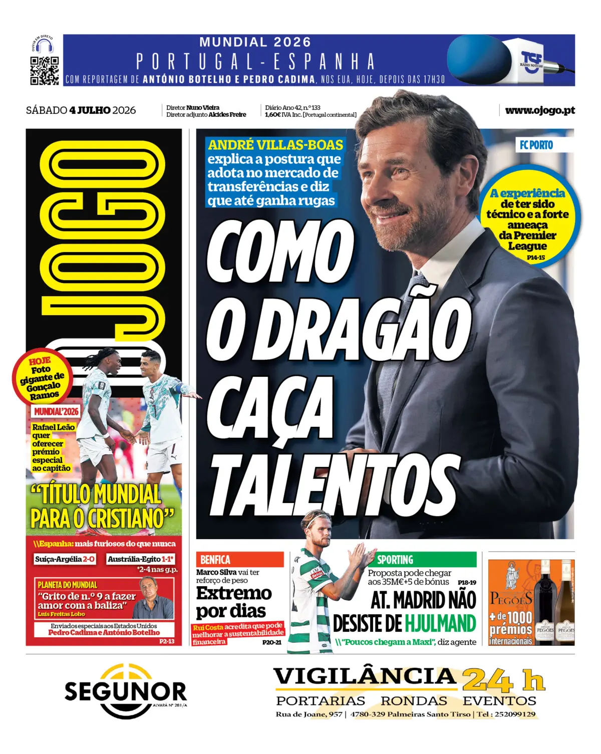Capa do Jornal “O Jogo” – 04/07/2026