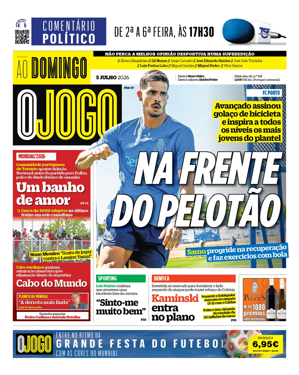 Capa do Jornal “O Jogo” – 05/07/2026