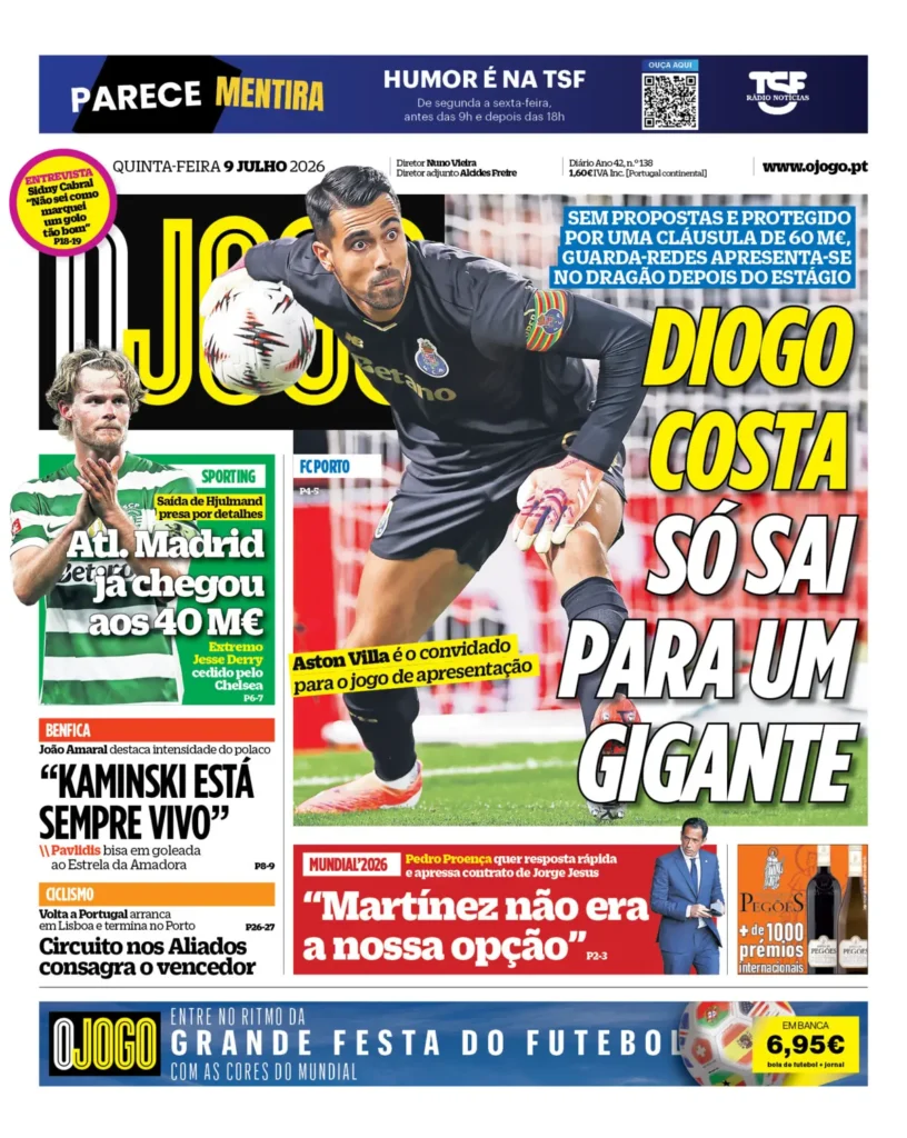 Capa O Jogo de 9 Jul 2026 — FC Porto