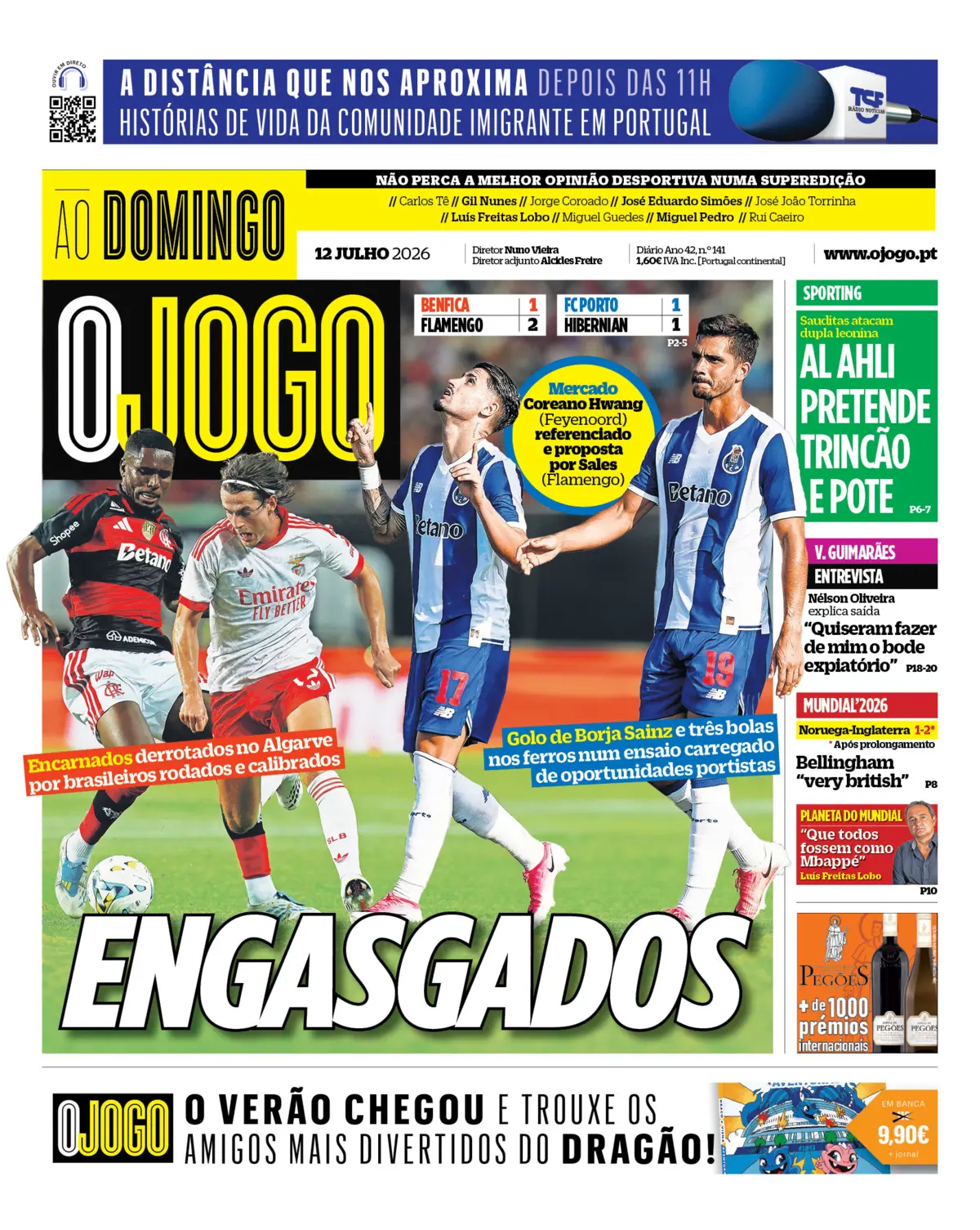 Capa do Jornal “O Jogo” – 12/07/2026