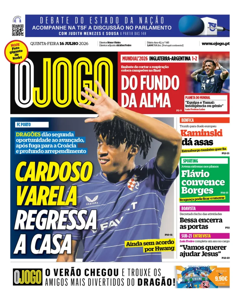Capa O Jogo de 16 Jul 2026 — FC Porto