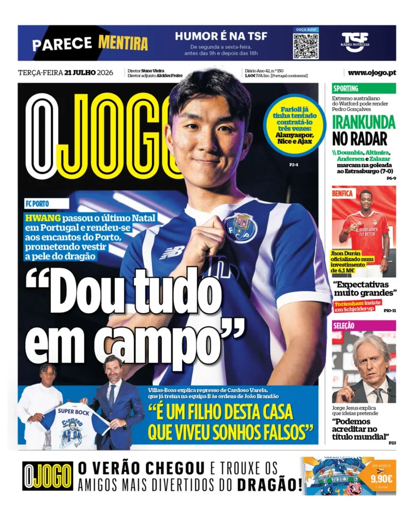 Capa O Jogo de 21 Jul 2026 — FC Porto