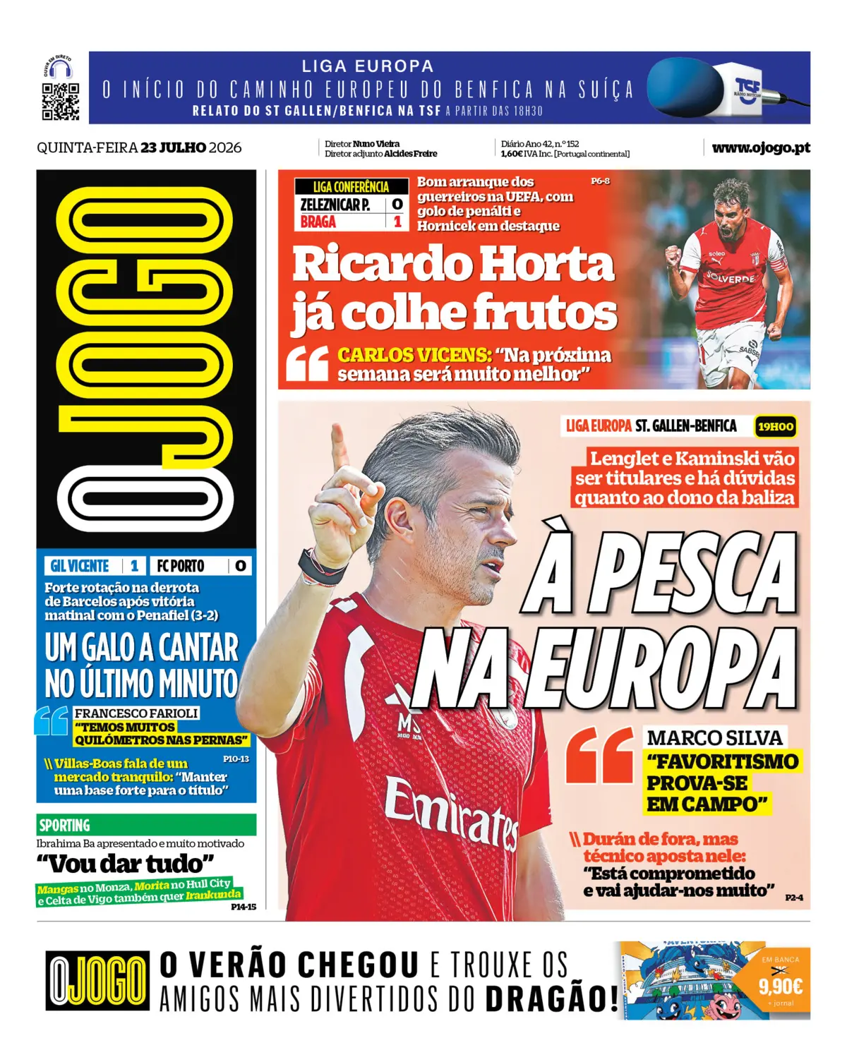 Capa do Jornal “O Jogo” – 23/07/2026