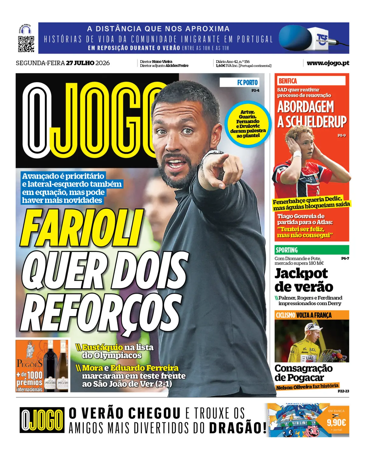 Capa do Jornal “O Jogo” – 27/07/2026