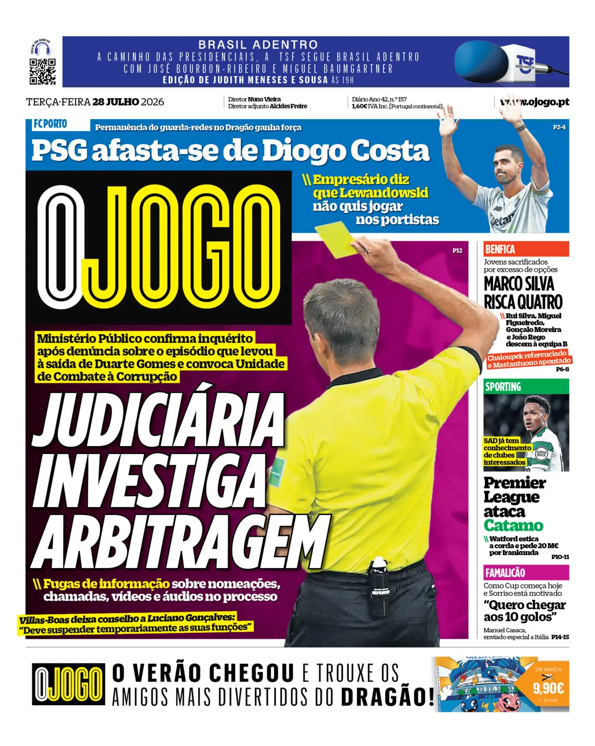 Capa do Jornal “O Jogo” – 28/07/2026