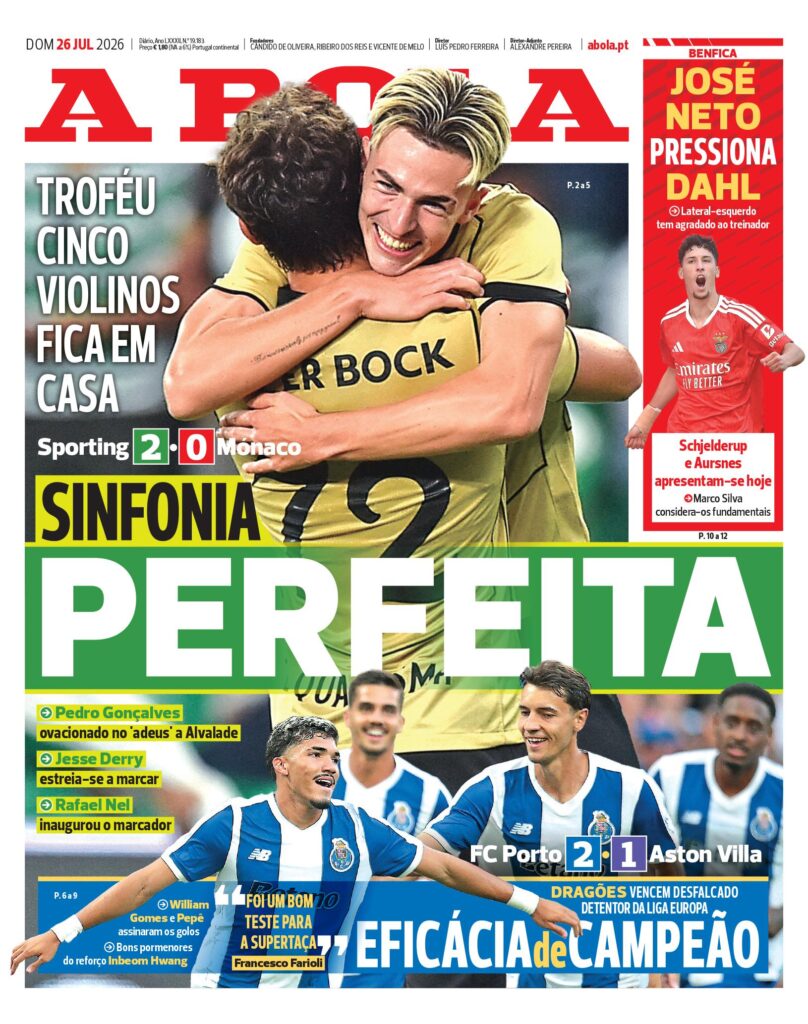 Capa A Bola de 26 Jul 2026 — FC Porto