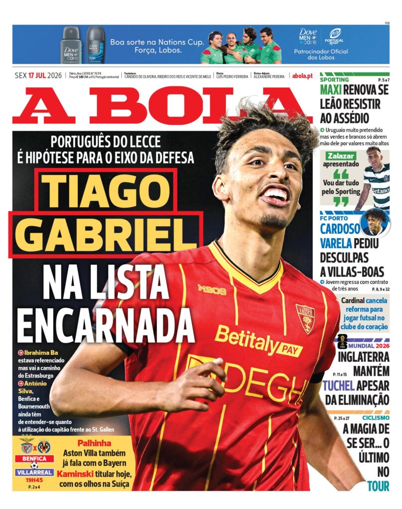Capa A Bola de 17 Jul 2026 — FC Porto