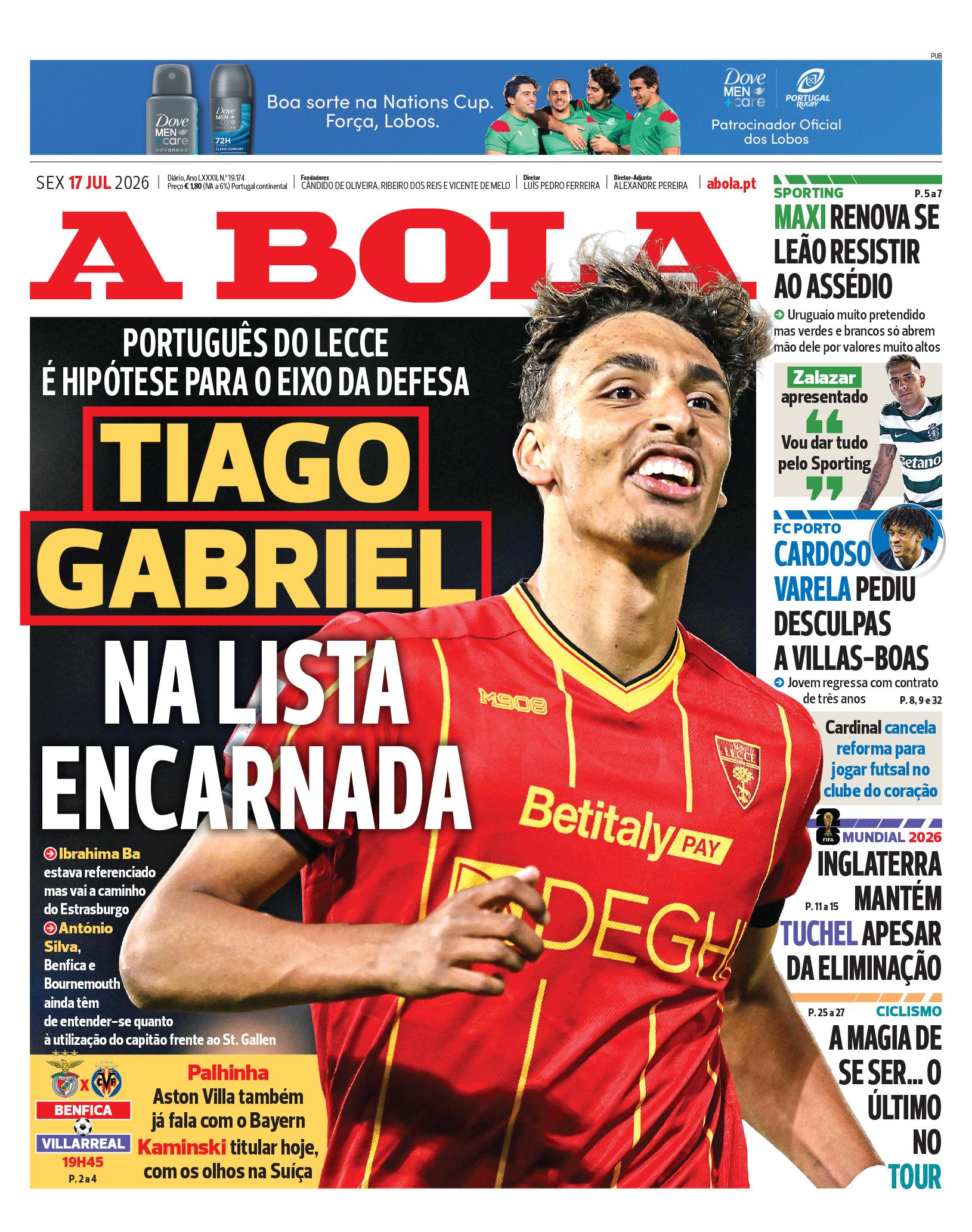 Capa A Bola de 17/07/2026 — FC Porto