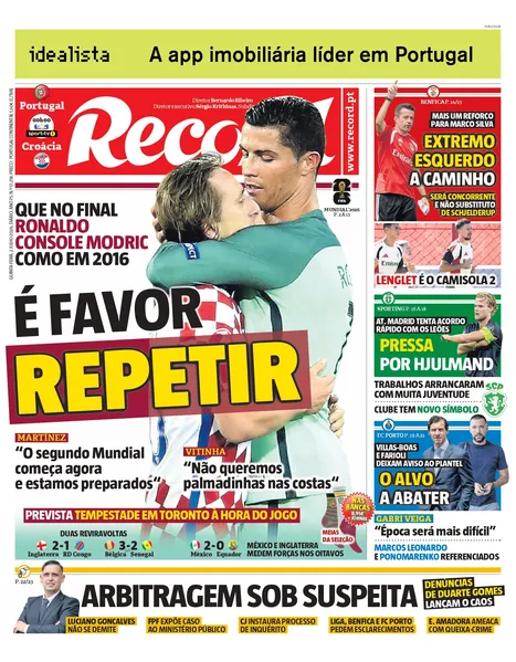 Capa do Jornal “Record” – 02/07/2026