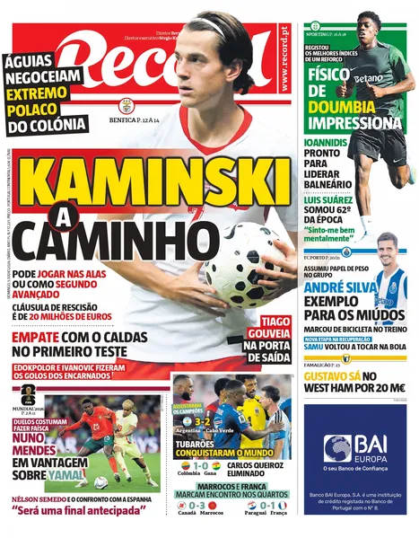 Capa do Jornal “Record” – 05/07/2026