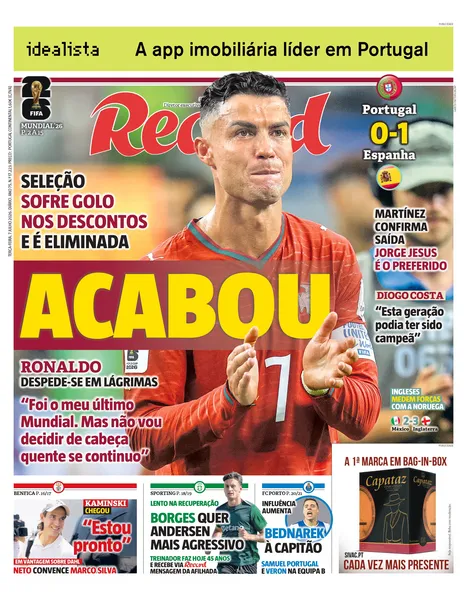Capa do Jornal “Record” – 07/07/2026