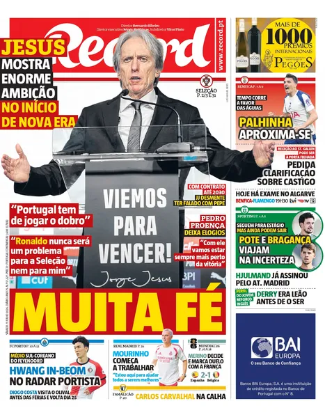 Capa do Jornal “Record” – 11/07/2026