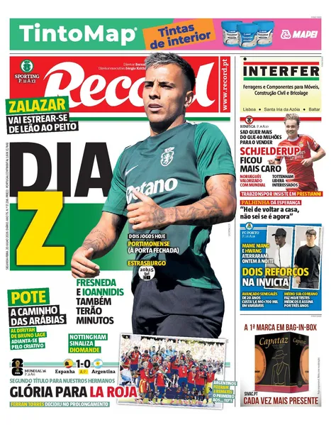 Capa do Jornal “Record” – 20/07/2026