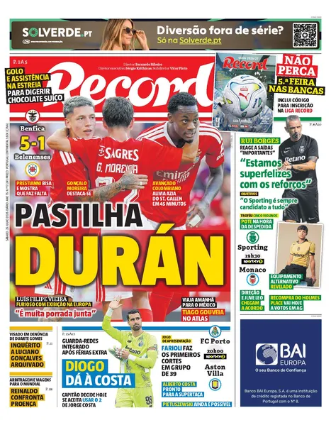 Capa do Jornal “Record” – 25/07/2026