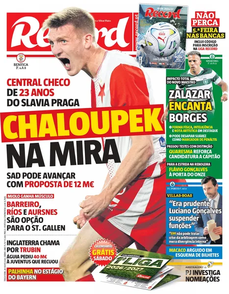 Capa do Jornal “Record” – 28/07/2026