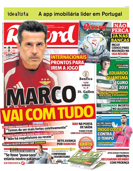 Capa do Jornal “Record” – 30/07/2026