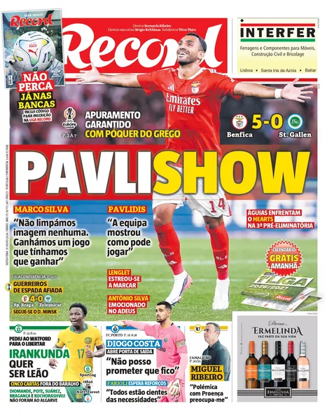 Capa do Jornal “Record” – 31/07/2026