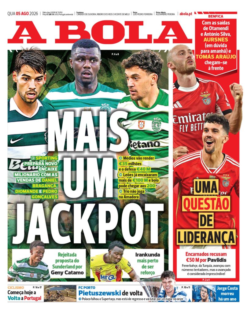 Capa A Bola de 5 Ago 2026 — FC Porto