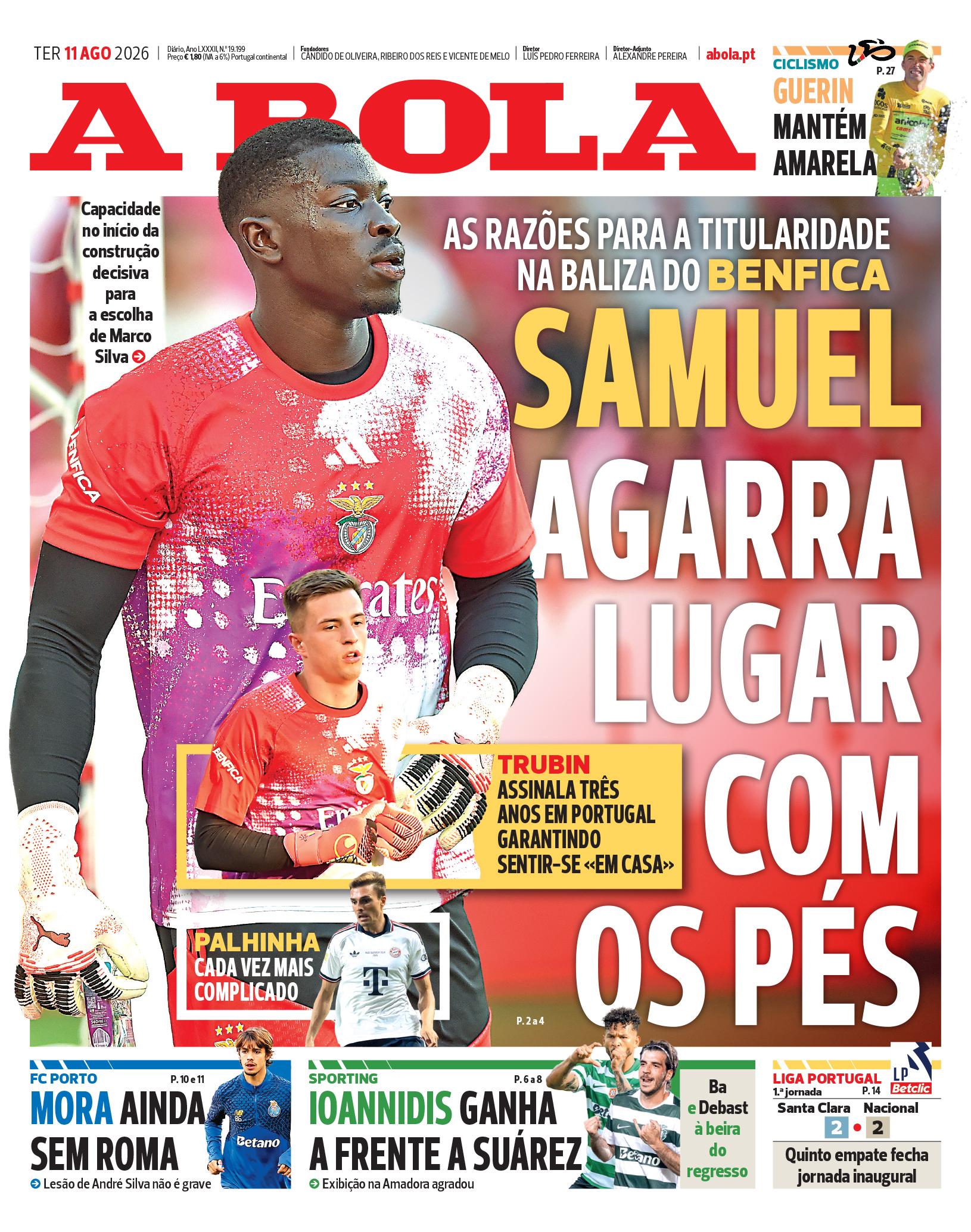 Capa do Jornal “A Bola” – 11/08/2026
