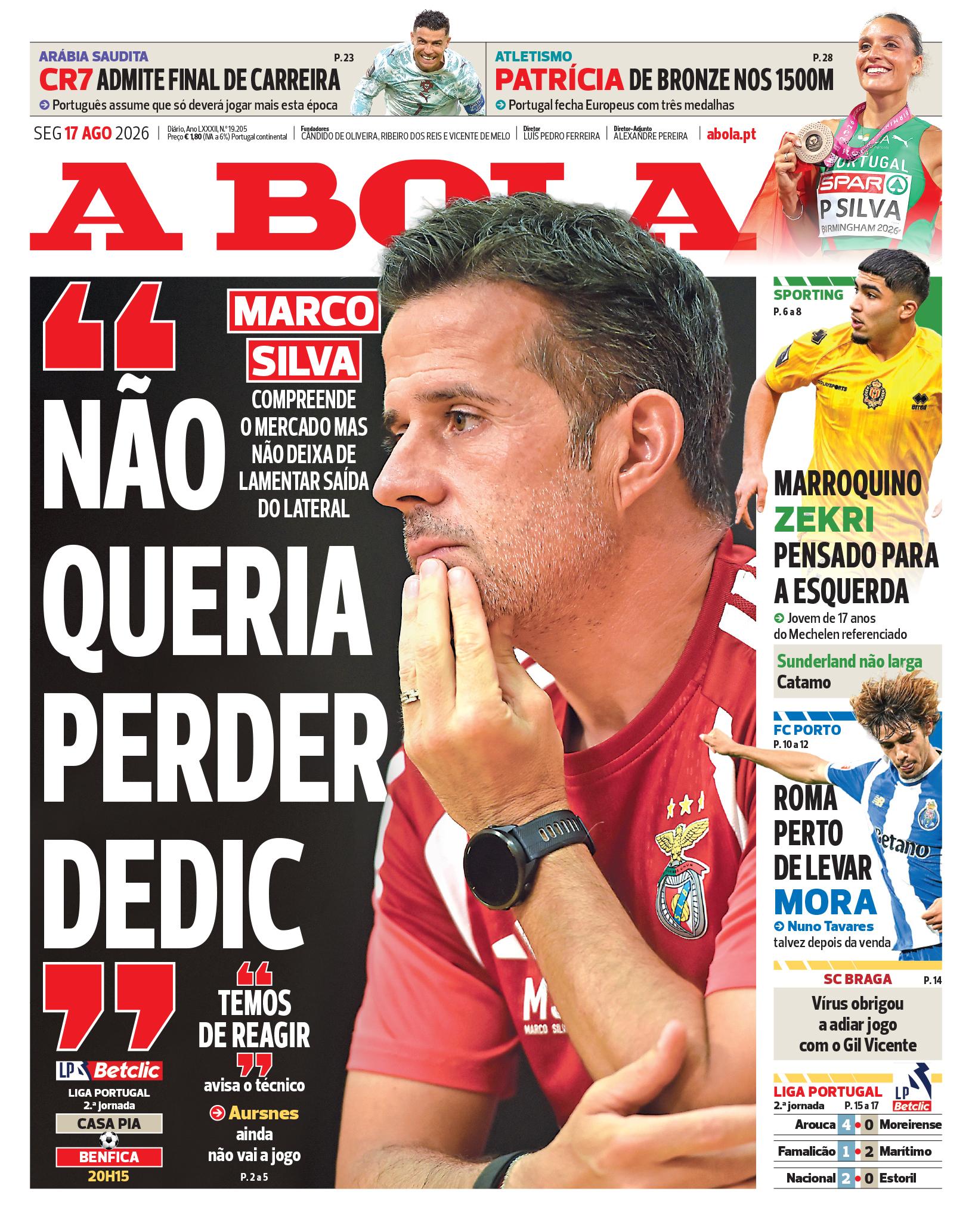 Capa do Jornal “A Bola” – 16/08/2026