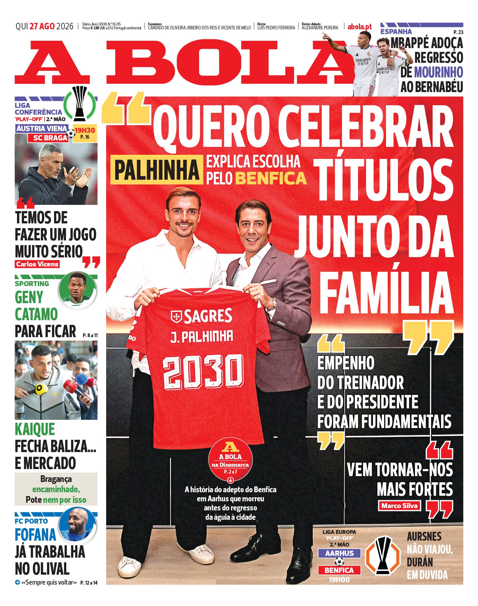 Capa A Bola de 27/08/2026 — FC Porto