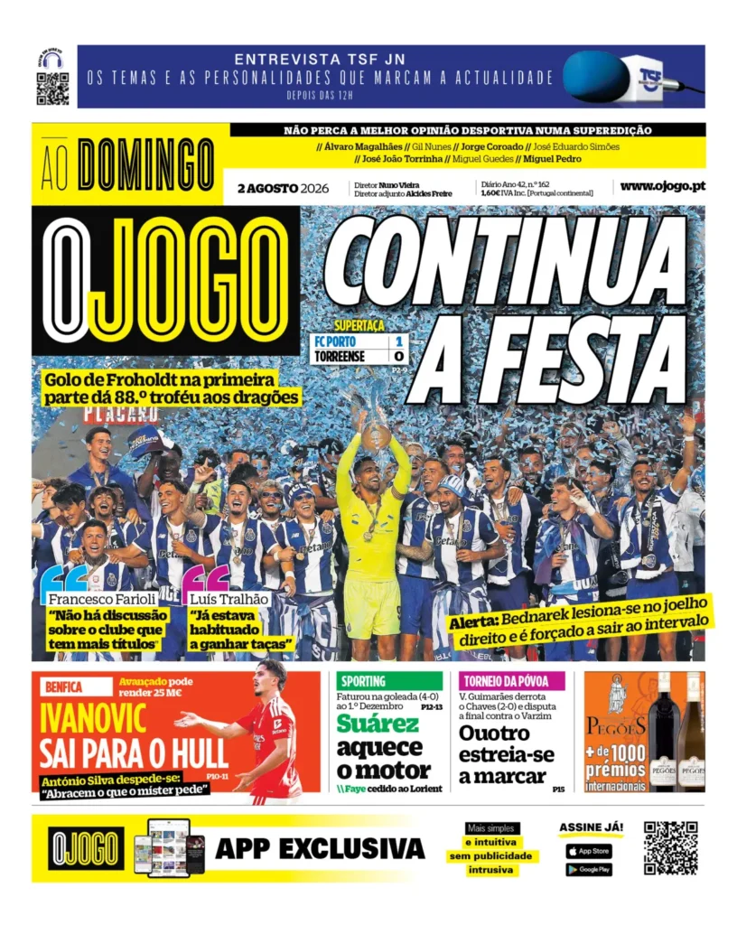 Capa O Jogo de 2 Ago 2026 — FC Porto