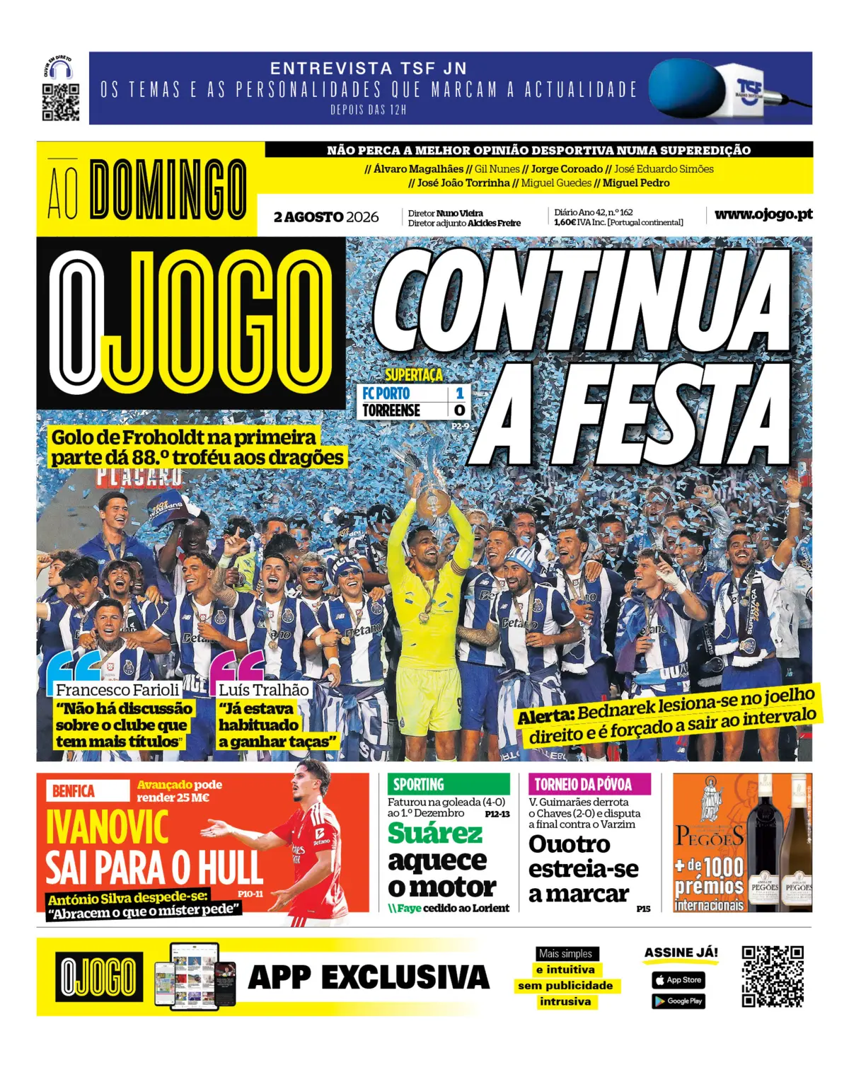Capa do Jornal “O Jogo” – 02/08/2026