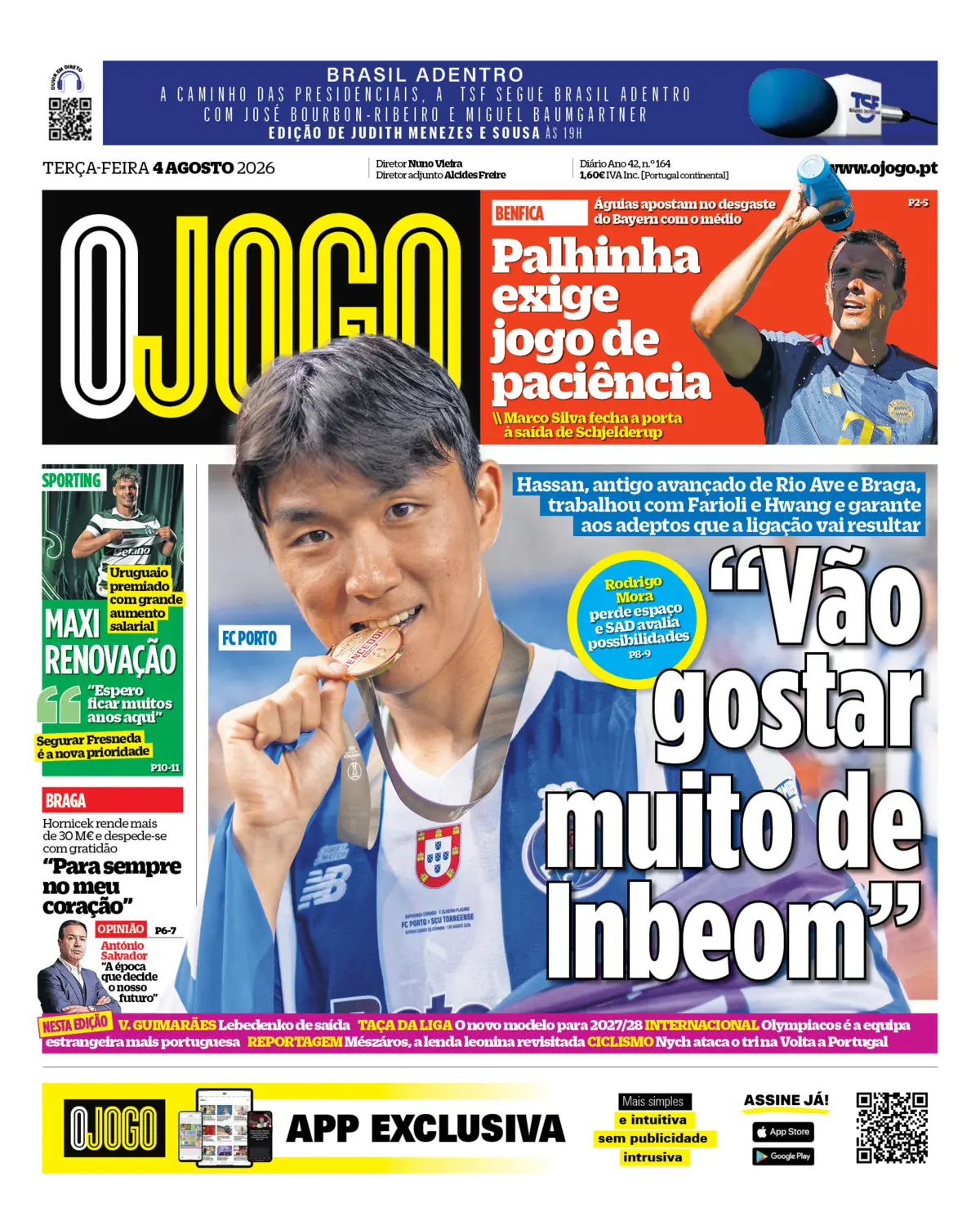 Capa do Jornal “O Jogo” – 04/08/2026