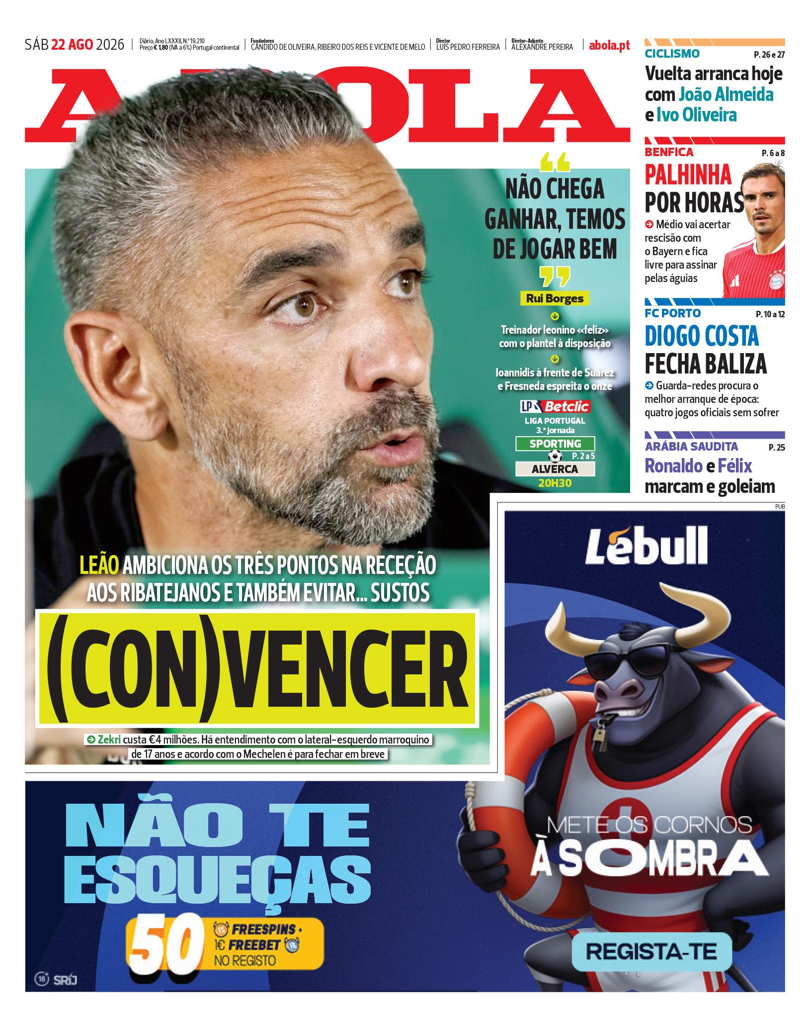 Capa A Bola de 22/08/2026 — FC Porto