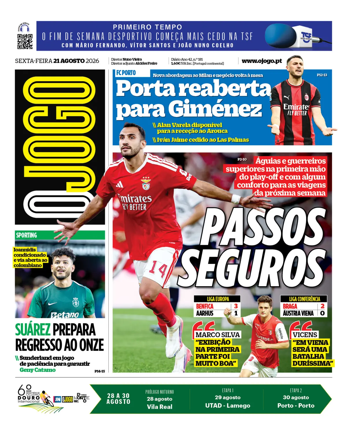 Capa do Jornal “O Jogo” – 21/08/2026