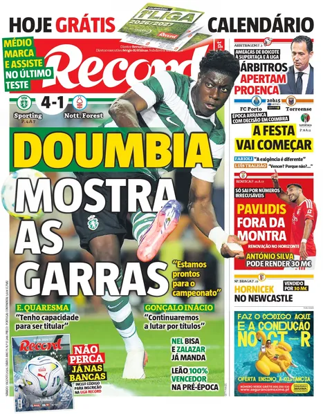 Capa do Jornal “Record” – 01/08/2026