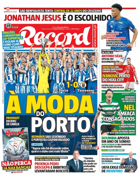 Capa do Jornal “Record” – 02/08/2026
