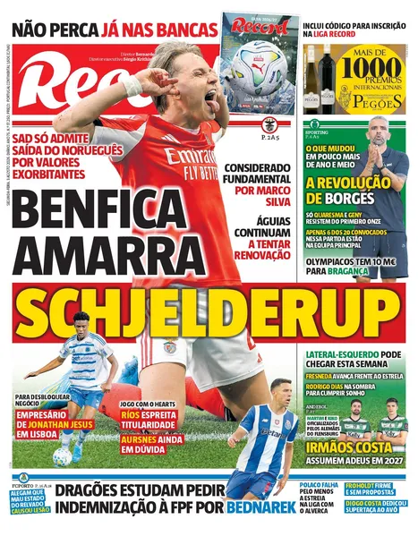 Capa do Jornal “Record” – 03/08/2026