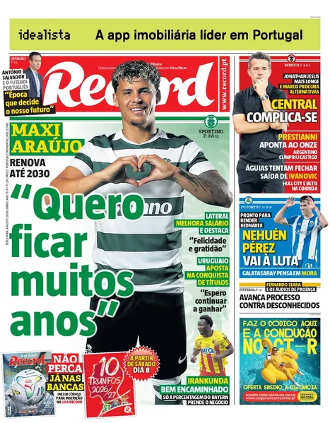Capa do Jornal “Record” – 04/08/2026