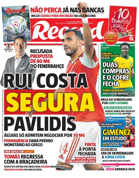 Capa do Jornal “Record” – 05/08/2026