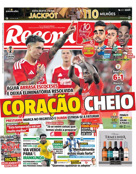 Capa do Jornal “Record” – 07/08/2026