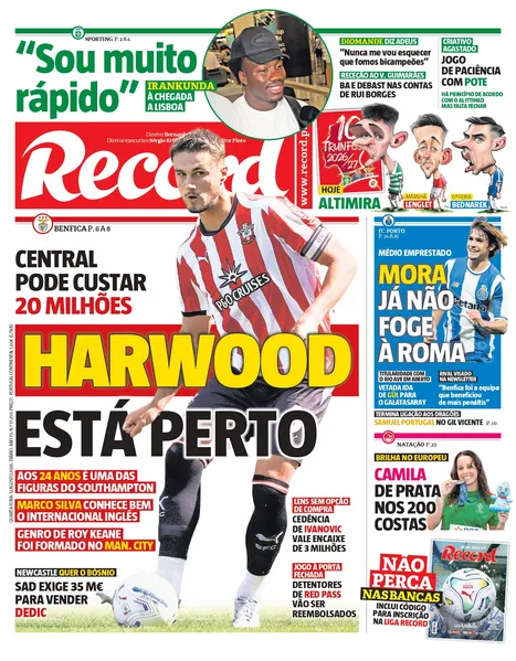 Capa do Jornal “Record” – 13/08/2026