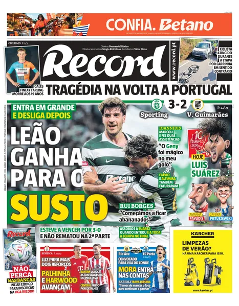 Capa do Jornal “Record” – 15/08/2026