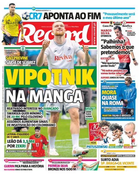 Capa do Jornal “Record” – 17/08/2026