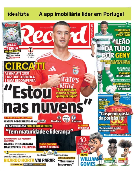 Capa do Jornal “Record” – 20/08/2026