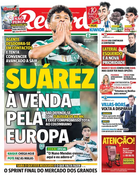 Capa do Jornal “Record” – 26/08/2026