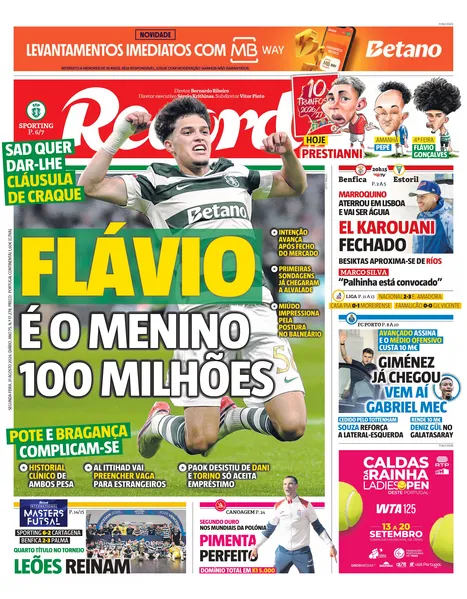 Capa do Jornal “Record” – 31/08/2026