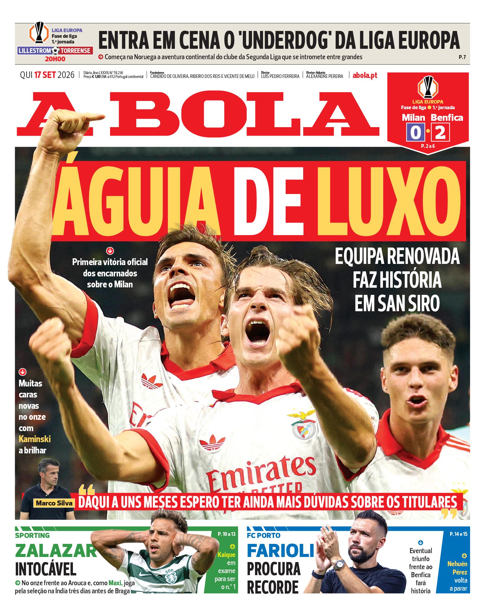 Capa A Bola de 17/09/2026 — FC Porto