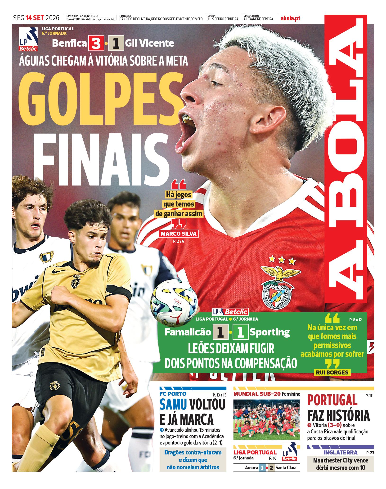 Capa A Bola de 14/09/2026 — FC Porto
