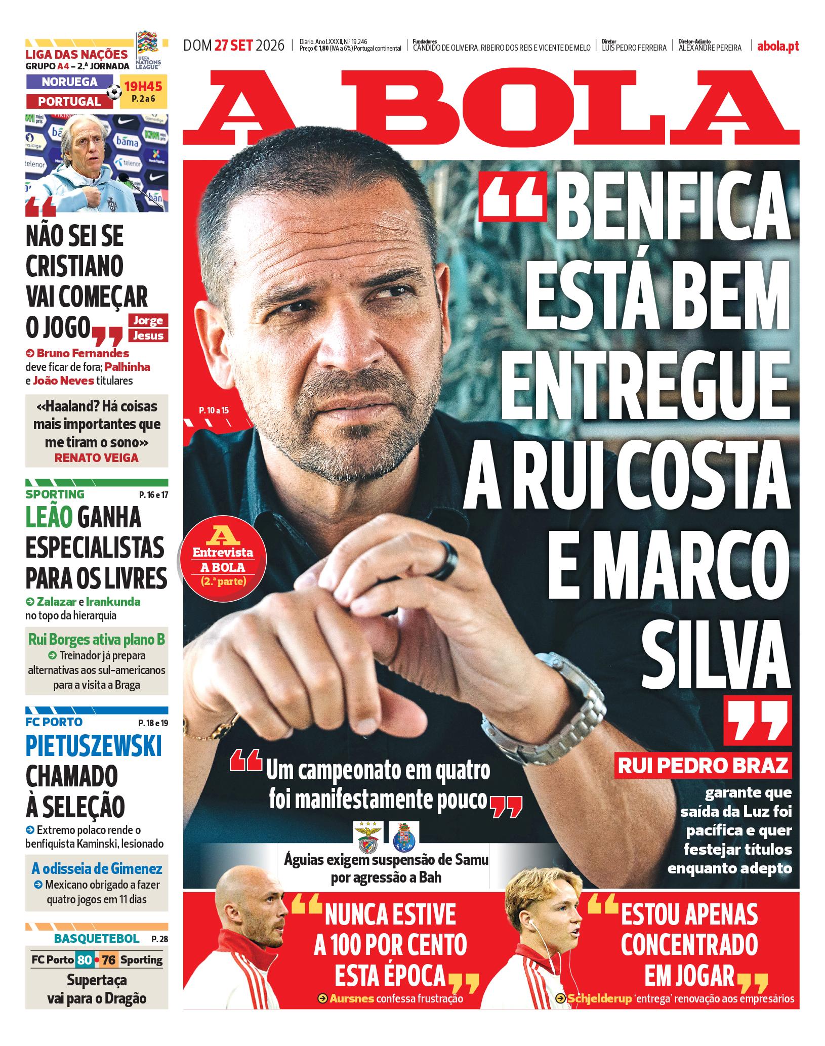 Capa A Bola de 27/09/2026 — FC Porto