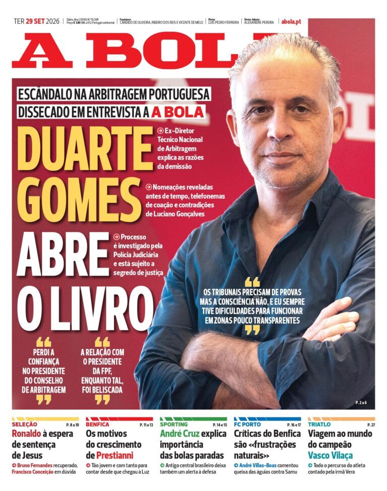 Capa A Bola de 29/09/2026 — FC Porto