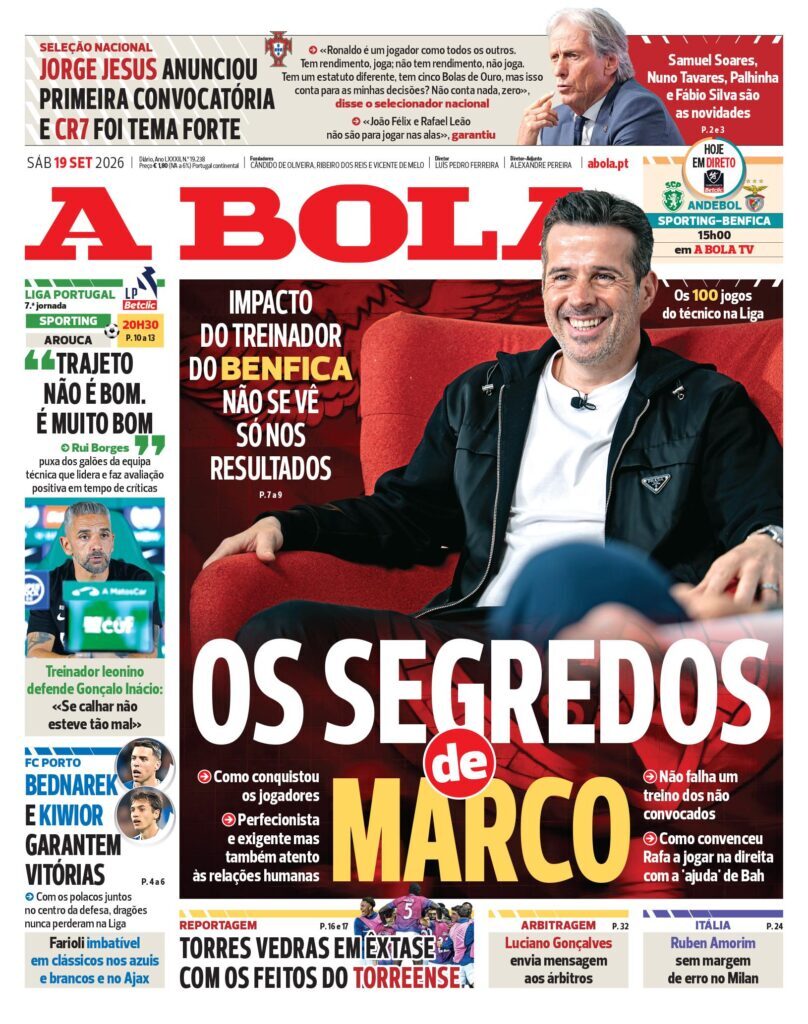 Capa A Bola de 19 Set 2026 — FC Porto
