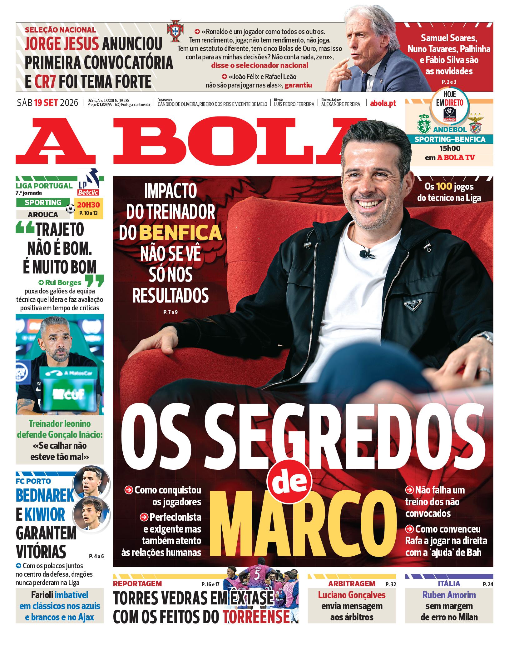 Capa A Bola de 19/09/2026 — FC Porto