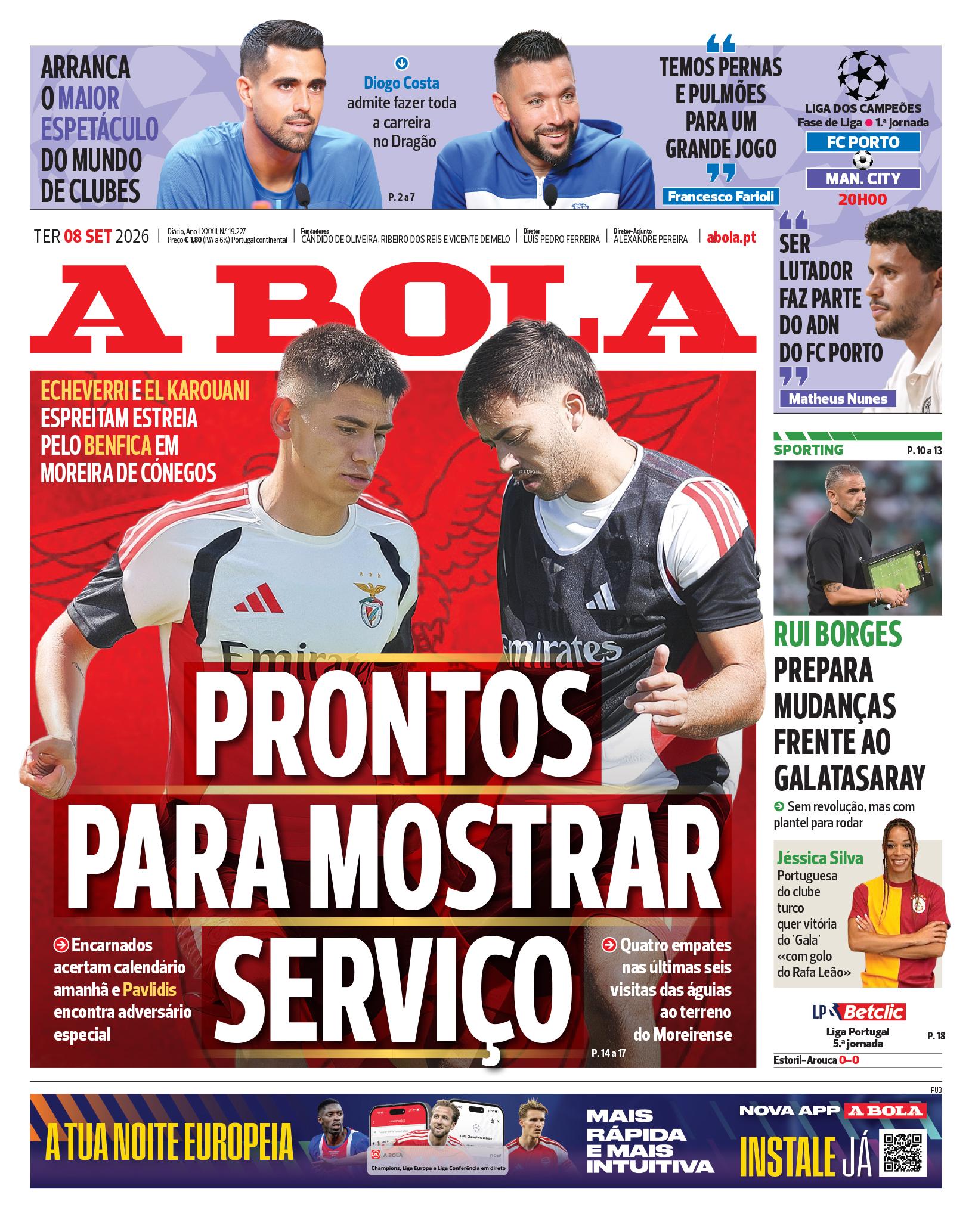 Capa A Bola de 08/09/2026 — FC Porto