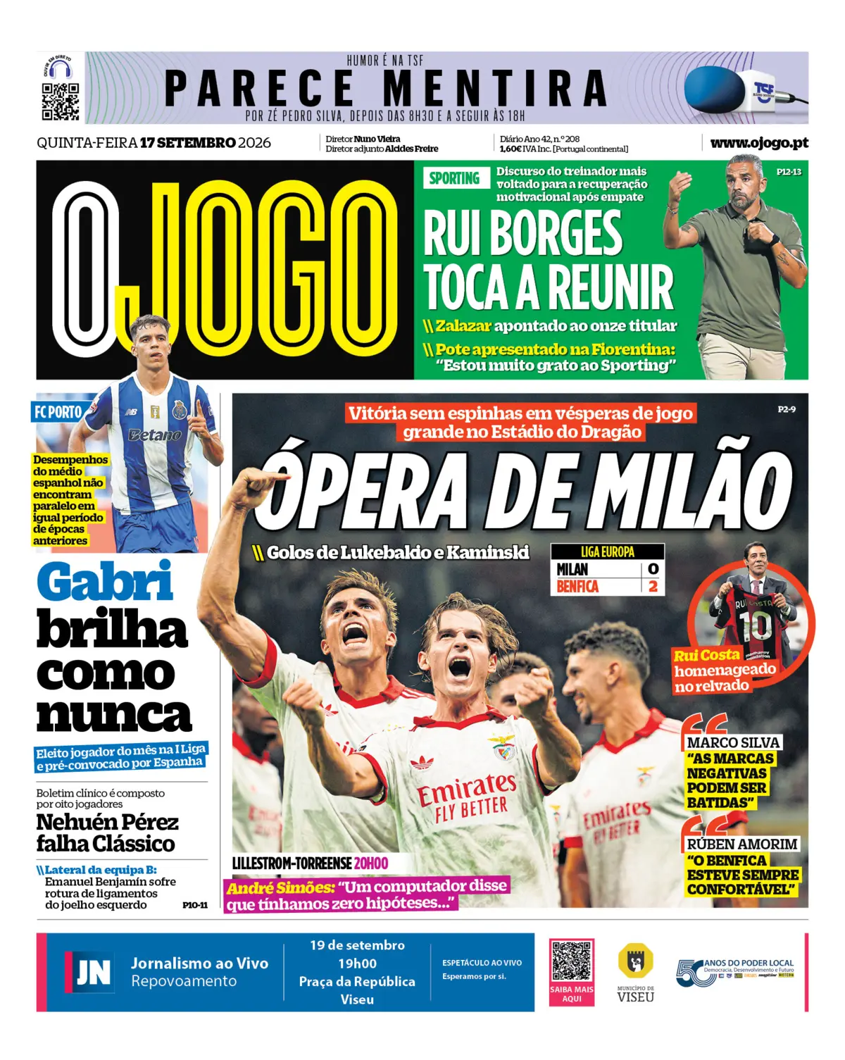 Capa O Jogo de 17/09/2026 — FC Porto